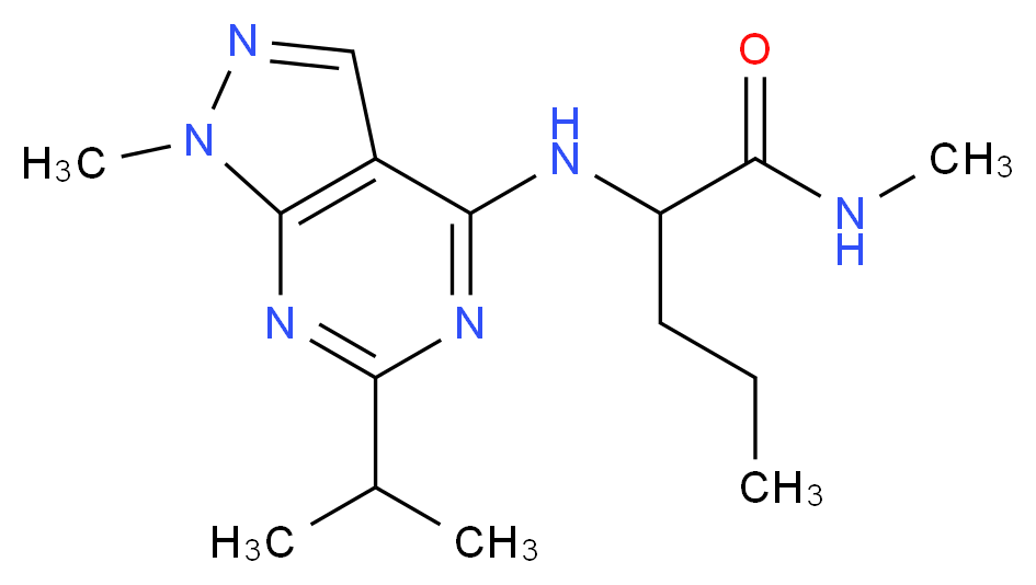 N~2~-(6-isopropyl-1-methyl-1H-pyrazolo[3,4-d]pyrimidin-4-yl)-N~1~-methylnorvalinamide_分子结构_CAS_)