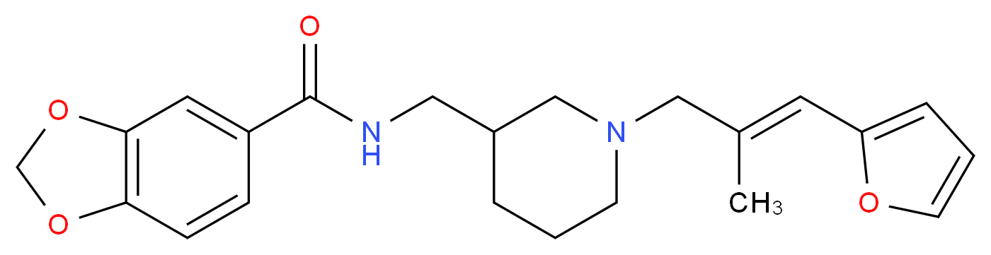 N-({1-[(2E)-3-(2-furyl)-2-methyl-2-propen-1-yl]-3-piperidinyl}methyl)-1,3-benzodioxole-5-carboxamide_分子结构_CAS_)