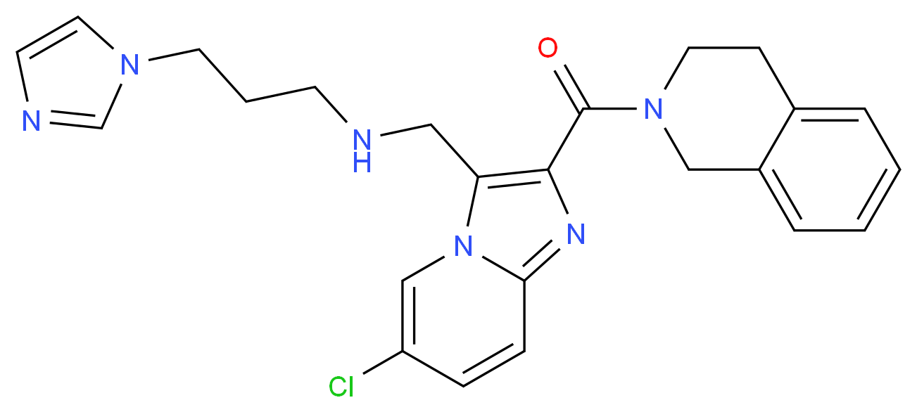 N-{[6-chloro-2-(3,4-dihydro-2(1H)-isoquinolinylcarbonyl)imidazo[1,2-a]pyridin-3-yl]methyl}-3-(1H-imidazol-1-yl)-1-propanamine_分子结构_CAS_)