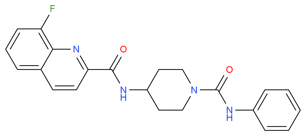 N-[1-(anilinocarbonyl)piperidin-4-yl]-8-fluoroquinoline-2-carboxamide_分子结构_CAS_)