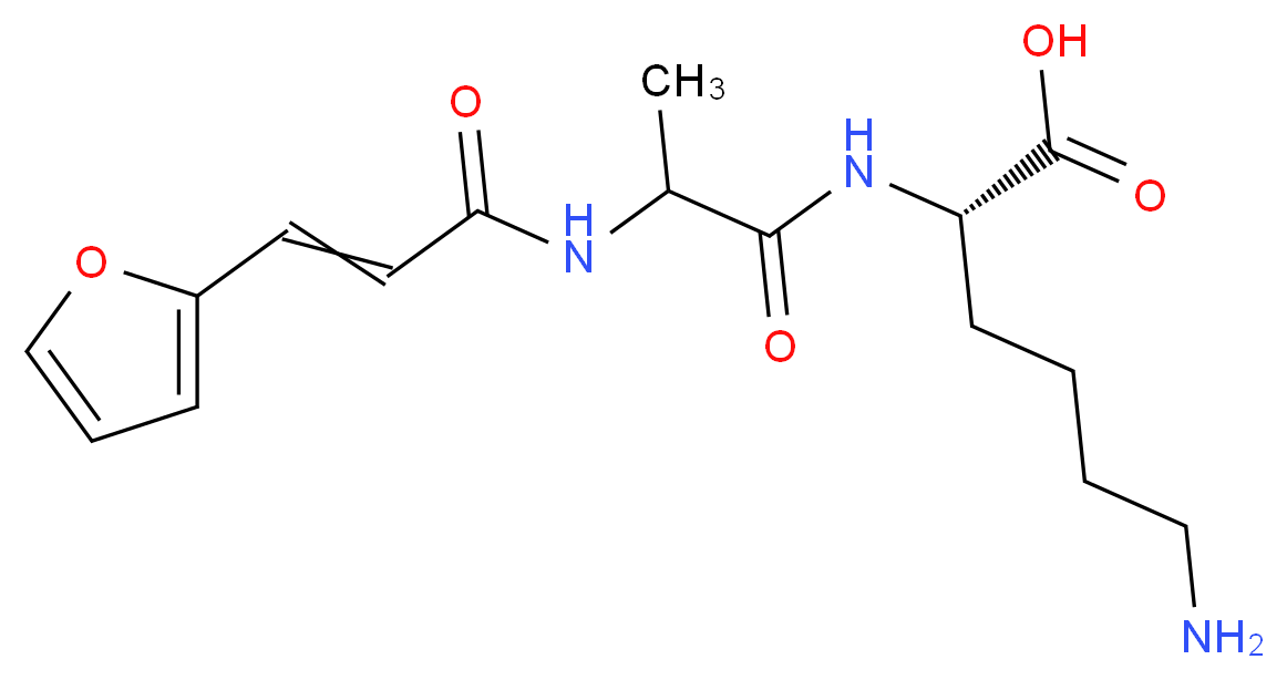 (2S)-6-amino-2-{2-[3-(furan-2-yl)prop-2-enamido]propanamido}hexanoic acid_分子结构_CAS_76079-03-3