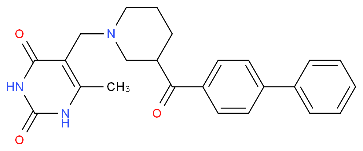 5-{[3-(biphenyl-4-ylcarbonyl)piperidin-1-yl]methyl}-6-methylpyrimidine-2,4(1H,3H)-dione_分子结构_CAS_)