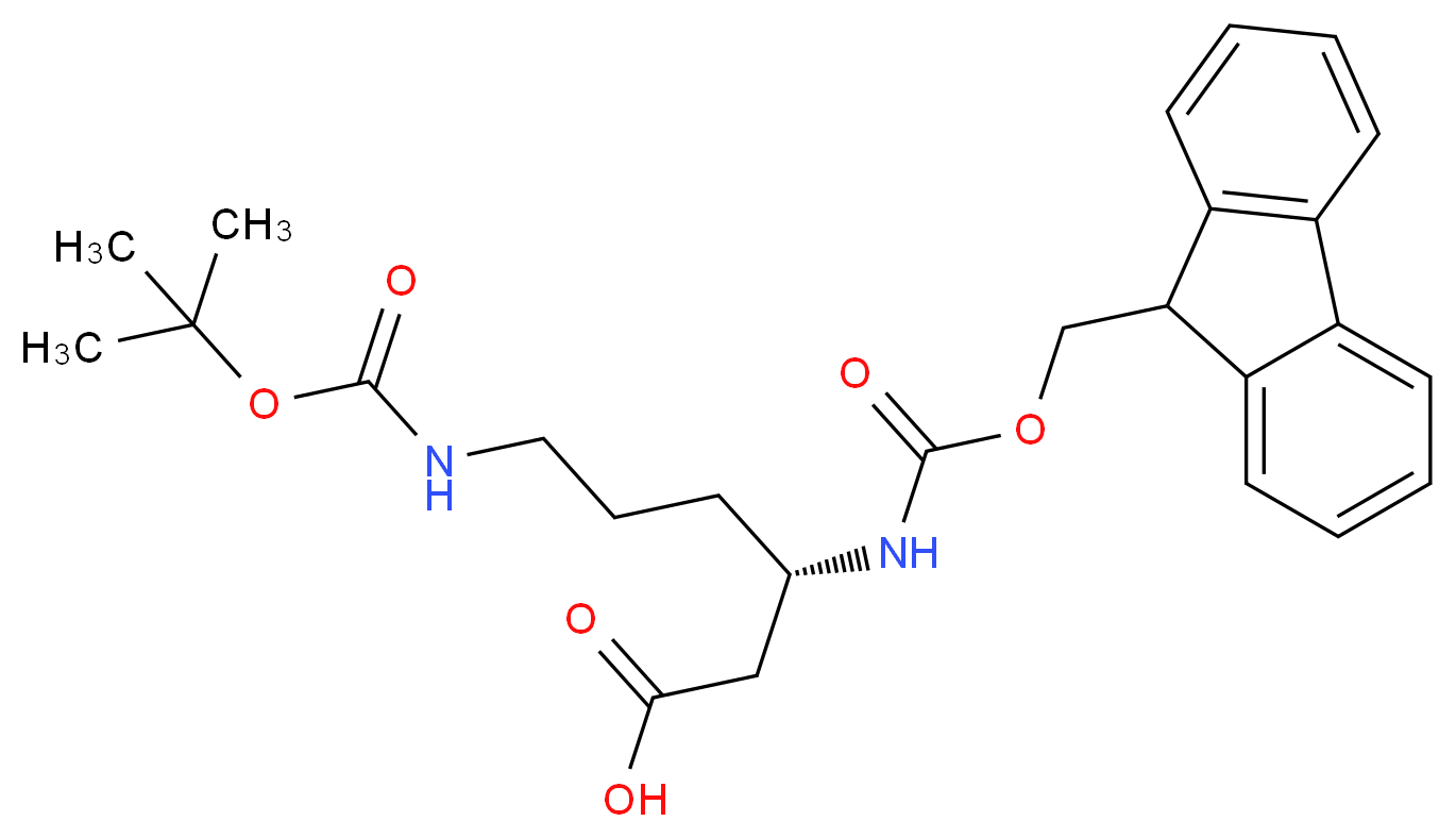 (3S)-6-{[(tert-butoxy)carbonyl]amino}-3-{[(9H-fluoren-9-ylmethoxy)carbonyl]amino}hexanoic acid_分子结构_CAS_219967-68-7