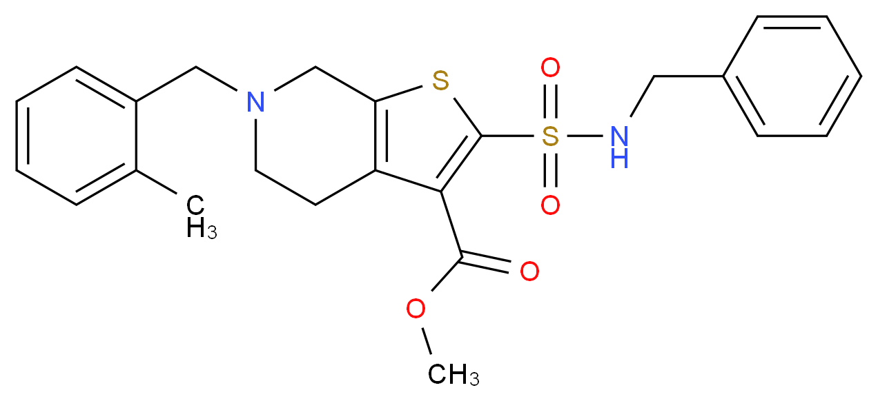methyl 2-[(benzylamino)sulfonyl]-6-(2-methylbenzyl)-4,5,6,7-tetrahydrothieno[2,3-c]pyridine-3-carboxylate_分子结构_CAS_)