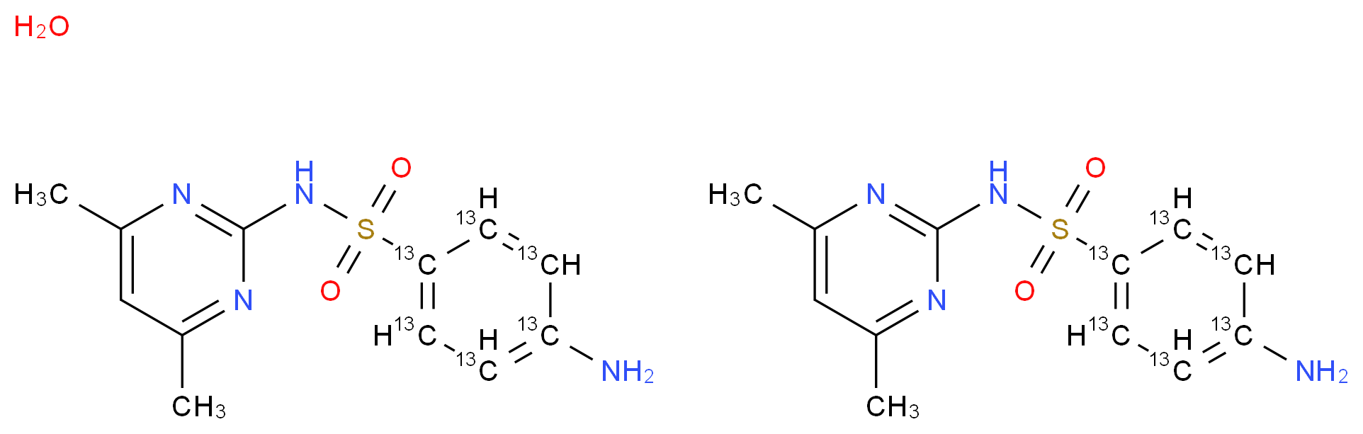 bis(4-amino-N-(4,6-dimethylpyrimidin-2-yl)(1,2,3,4,5,6-<sup>1</sup><sup>3</sup>C<sub>6</sub>)benzene-1-sulfonamide) hydrate_分子结构_CAS_1196157-77-3