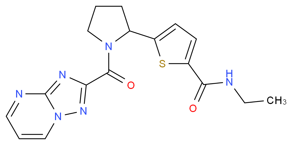N-ethyl-5-[1-([1,2,4]triazolo[1,5-a]pyrimidin-2-ylcarbonyl)-2-pyrrolidinyl]-2-thiophenecarboxamide_分子结构_CAS_)