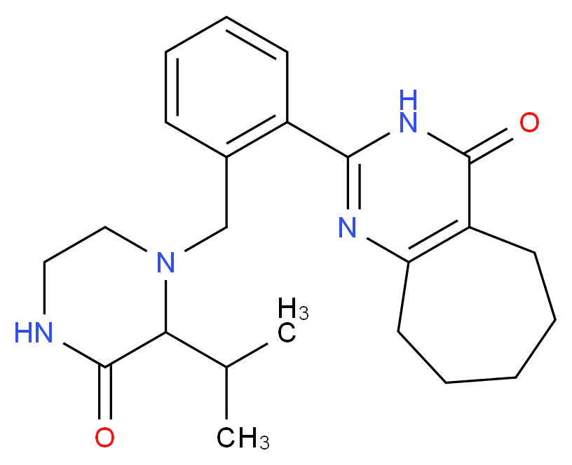 2-{2-[(2-isopropyl-3-oxopiperazin-1-yl)methyl]phenyl}-3,5,6,7,8,9-hexahydro-4H-cyclohepta[d]pyrimidin-4-one_分子结构_CAS_)