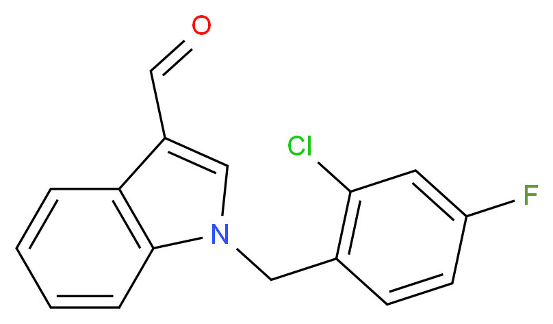 1-[(2-chloro-4-fluorophenyl)methyl]-1H-indole-3-carbaldehyde_分子结构_CAS_525570-33-6