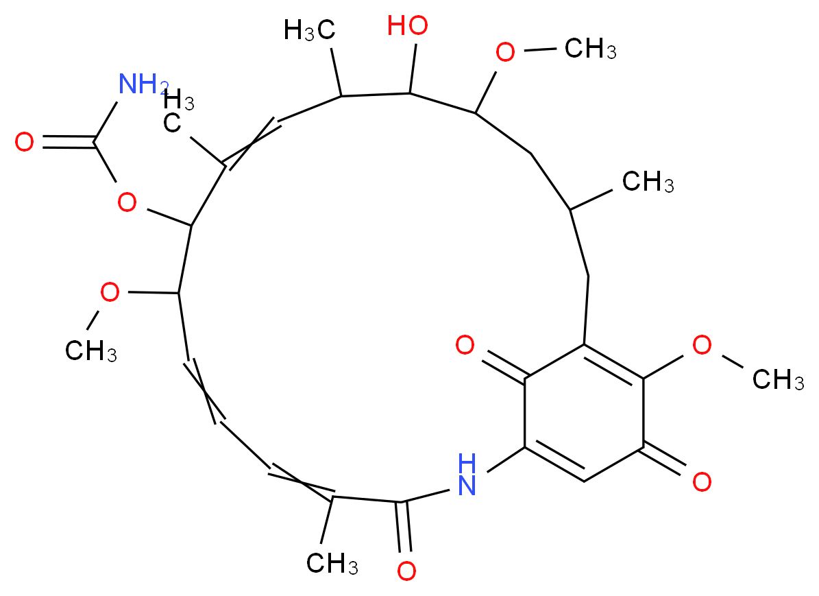 13-hydroxy-8,14,19-trimethoxy-4,10,12,16-tetramethyl-3,20,22-trioxo-2-azabicyclo[16.3.1]docosa-1(21),4,6,10,18-pentaen-9-yl carbamate_分子结构_CAS_30562-34-6