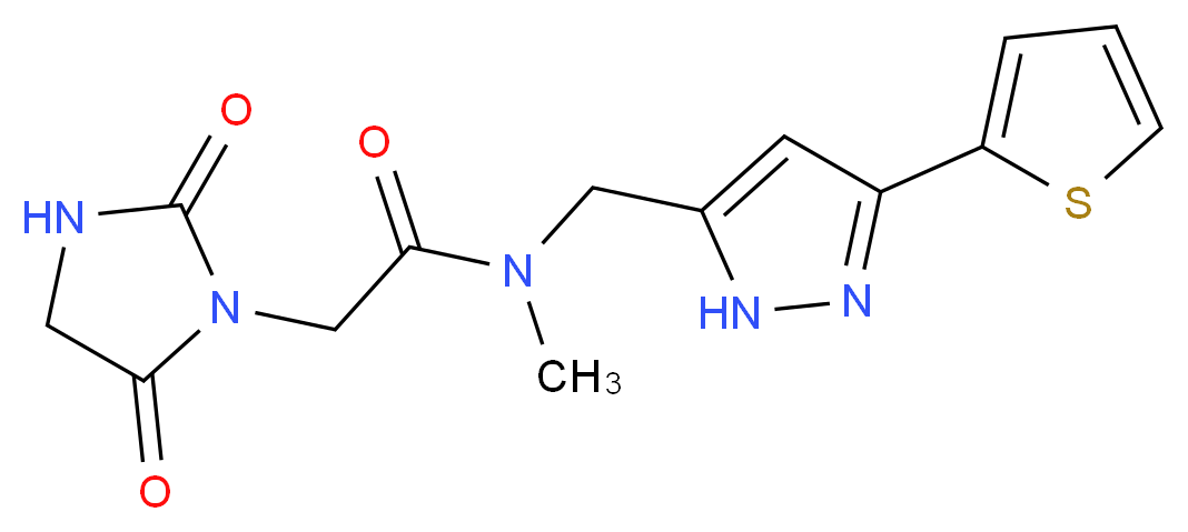 2-(2,5-dioxo-1-imidazolidinyl)-N-methyl-N-{[3-(2-thienyl)-1H-pyrazol-5-yl]methyl}acetamide_分子结构_CAS_)