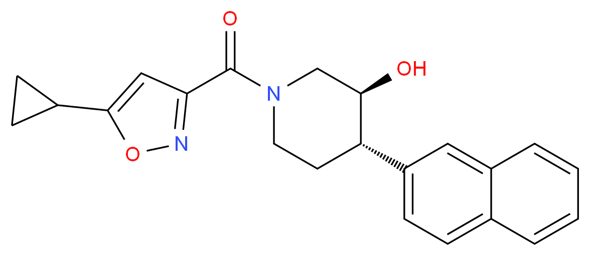 (3S*,4S*)-1-[(5-cyclopropylisoxazol-3-yl)carbonyl]-4-(2-naphthyl)piperidin-3-ol_分子结构_CAS_)