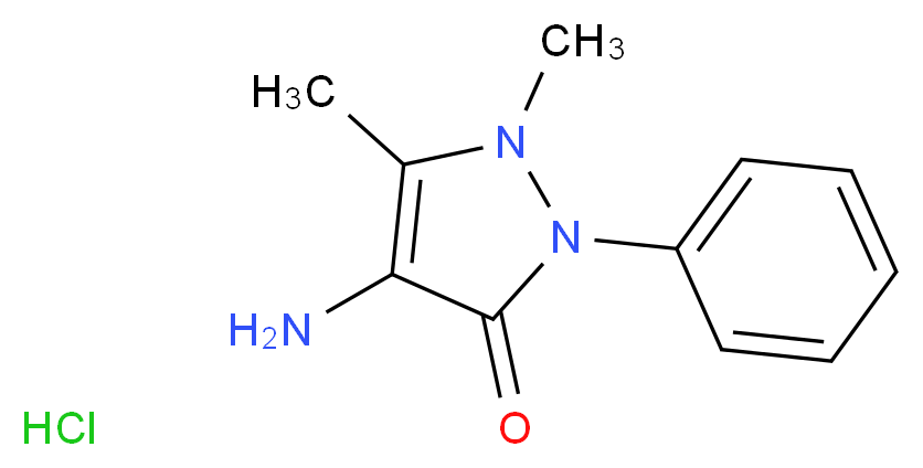 4-amino-1,5-dimethyl-2-phenyl-2,3-dihydro-1H-pyrazol-3-one hydrochloride_分子结构_CAS_22198-72-7