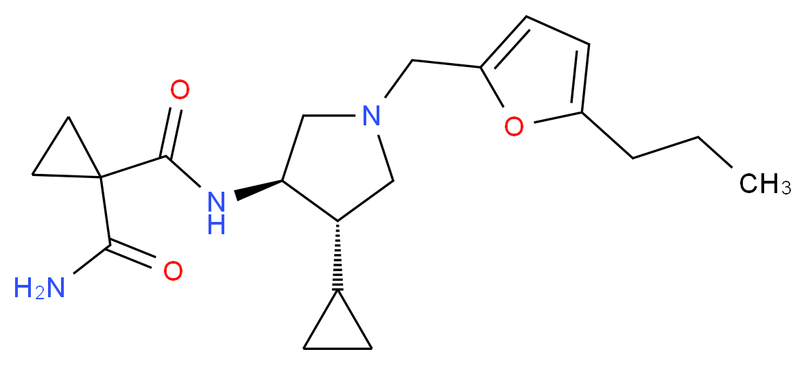 N~1~-{(3R*,4S*)-4-cyclopropyl-1-[(5-propyl-2-furyl)methyl]-3-pyrrolidinyl}-1,1-cyclopropanedicarboxamide_分子结构_CAS_)