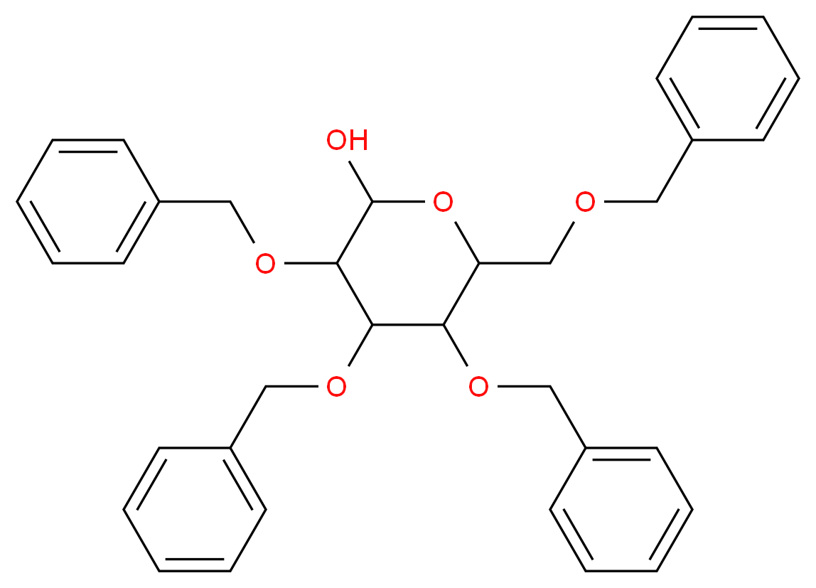 3,4,5-tris(benzyloxy)-6-[(benzyloxy)methyl]oxan-2-ol_分子结构_CAS_4132-28-9