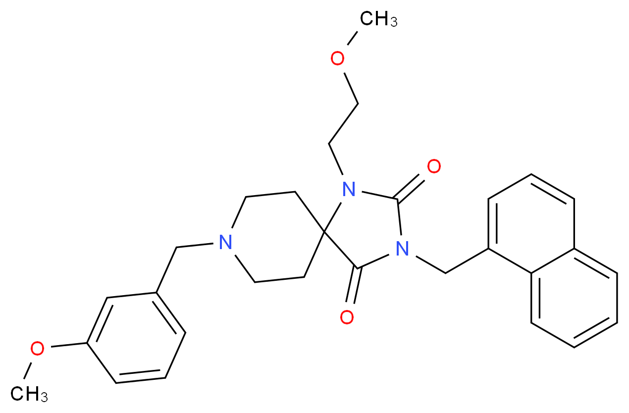 8-(3-methoxybenzyl)-1-(2-methoxyethyl)-3-(1-naphthylmethyl)-1,3,8-triazaspiro[4.5]decane-2,4-dione_分子结构_CAS_)