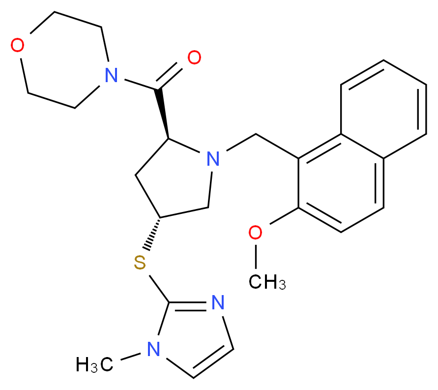 4-{(4R)-1-[(2-methoxy-1-naphthyl)methyl]-4-[(1-methyl-1H-imidazol-2-yl)thio]-L-prolyl}morpholine_分子结构_CAS_)