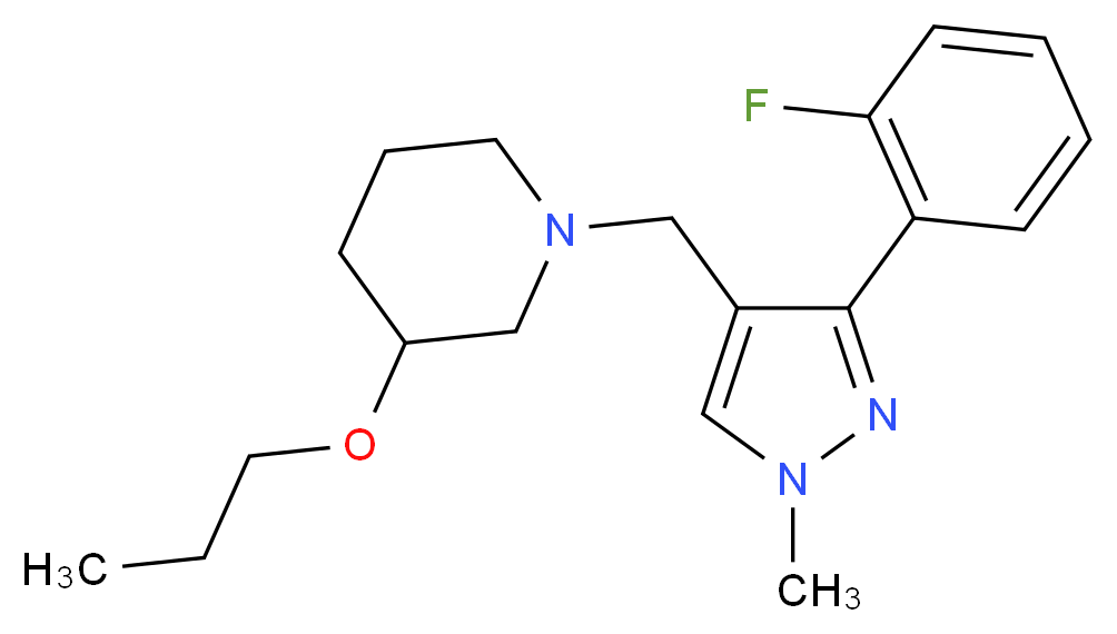 1-{[3-(2-fluorophenyl)-1-methyl-1H-pyrazol-4-yl]methyl}-3-propoxypiperidine_分子结构_CAS_)