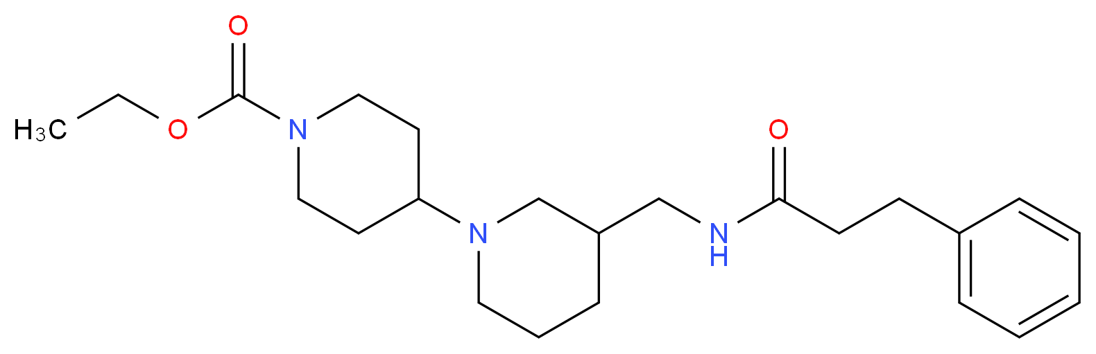 ethyl 3-{[(3-phenylpropanoyl)amino]methyl}-1,4'-bipiperidine-1'-carboxylate_分子结构_CAS_)