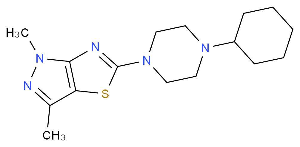 5-(4-cyclohexylpiperazin-1-yl)-1,3-dimethyl-1H-pyrazolo[3,4-d][1,3]thiazole_分子结构_CAS_)