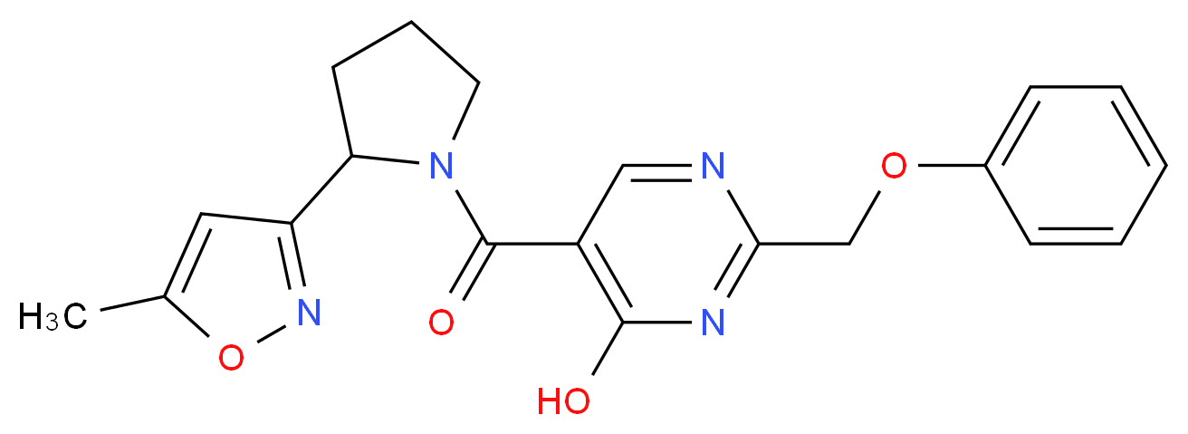 5-{[2-(5-methylisoxazol-3-yl)pyrrolidin-1-yl]carbonyl}-2-(phenoxymethyl)pyrimidin-4-ol_分子结构_CAS_)