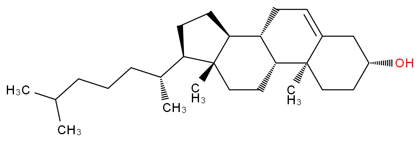 (1R,2S,5R,10S,11S,14R,15R)-2,15-dimethyl-14-[(2R)-6-methylheptan-2-yl]tetracyclo[8.7.0.0^{2,7}.0^{11,15}]heptadec-7-en-5-ol_分子结构_CAS_57-88-5