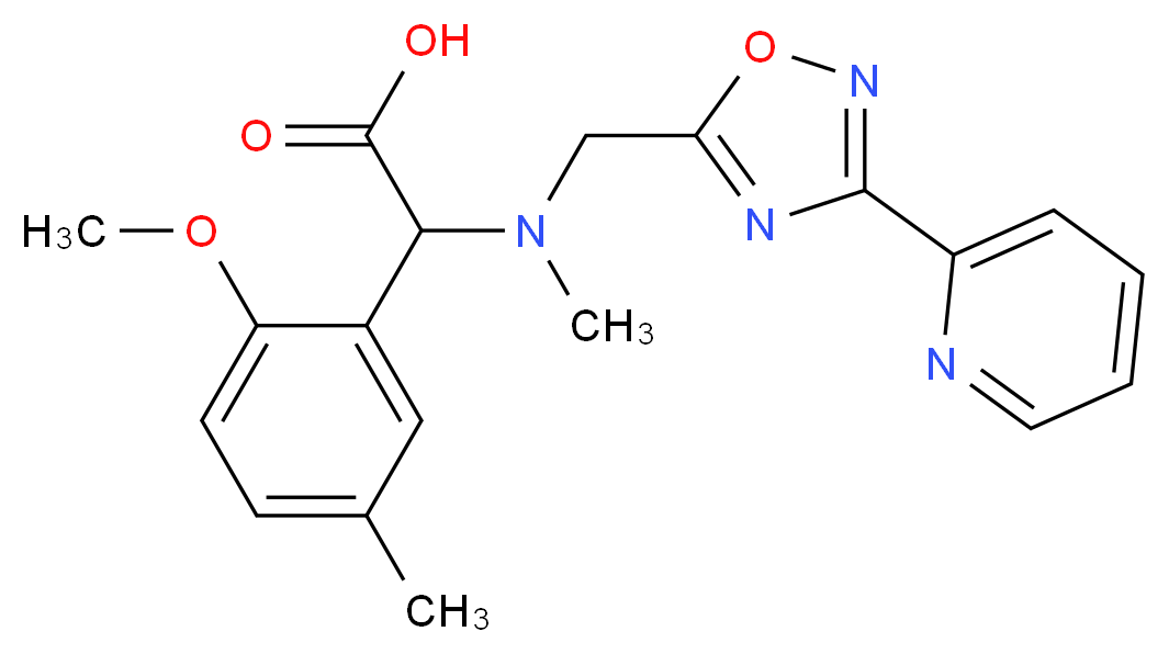 (2-methoxy-5-methylphenyl){methyl[(3-pyridin-2-yl-1,2,4-oxadiazol-5-yl)methyl]amino}acetic acid_分子结构_CAS_)