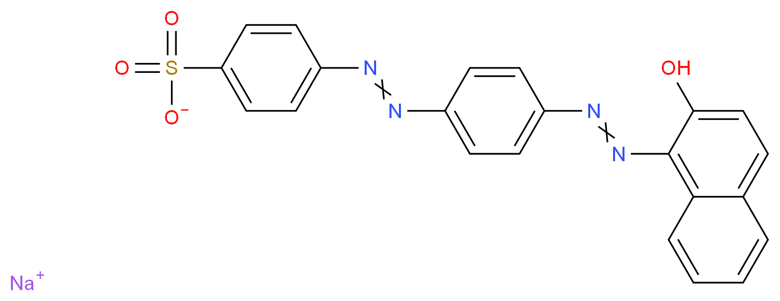 sodium 4-(2-{4-[2-(2-hydroxynaphthalen-1-yl)diazen-1-yl]phenyl}diazen-1-yl)benzene-1-sulfonate_分子结构_CAS_6406-56-0