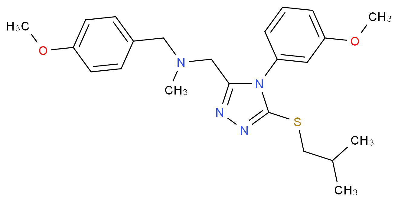 1-[5-(isobutylthio)-4-(3-methoxyphenyl)-4H-1,2,4-triazol-3-yl]-N-(4-methoxybenzyl)-N-methylmethanamine_分子结构_CAS_)
