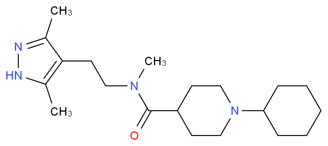 1-cyclohexyl-N-[2-(3,5-dimethyl-1H-pyrazol-4-yl)ethyl]-N-methyl-4-piperidinecarboxamide_分子结构_CAS_)