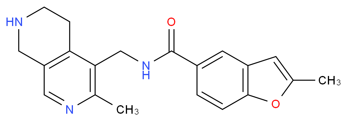 2-methyl-N-[(3-methyl-5,6,7,8-tetrahydro-2,7-naphthyridin-4-yl)methyl]-1-benzofuran-5-carboxamide_分子结构_CAS_)