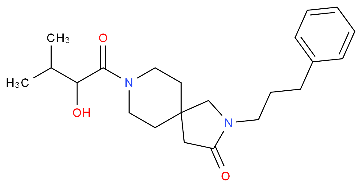 8-(2-hydroxy-3-methylbutanoyl)-2-(3-phenylpropyl)-2,8-diazaspiro[4.5]decan-3-one_分子结构_CAS_)