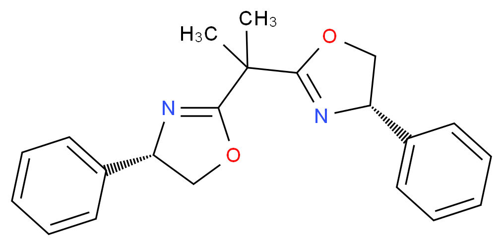 (4S)-4-phenyl-2-{2-[(4S)-4-phenyl-4,5-dihydro-1,3-oxazol-2-yl]propan-2-yl}-4,5-dihydro-1,3-oxazole_分子结构_CAS_131457-46-0