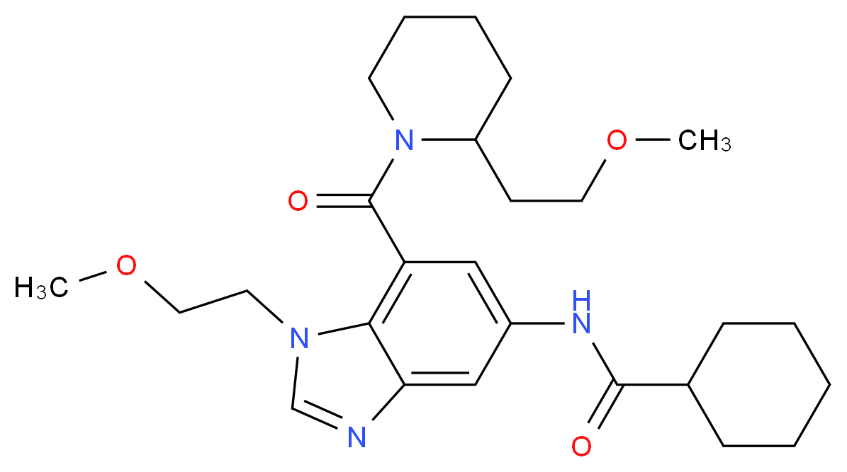 N-(1-(2-methoxyethyl)-7-{[2-(2-methoxyethyl)-1-piperidinyl]carbonyl}-1H-benzimidazol-5-yl)cyclohexanecarboxamide_分子结构_CAS_)