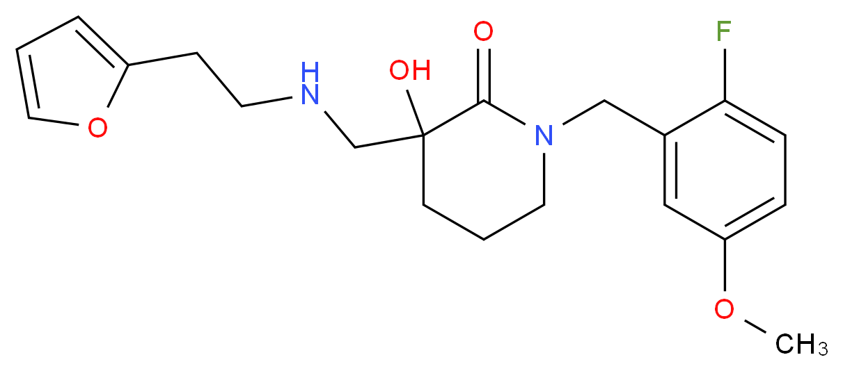 1-(2-fluoro-5-methoxybenzyl)-3-({[2-(2-furyl)ethyl]amino}methyl)-3-hydroxypiperidin-2-one_分子结构_CAS_)