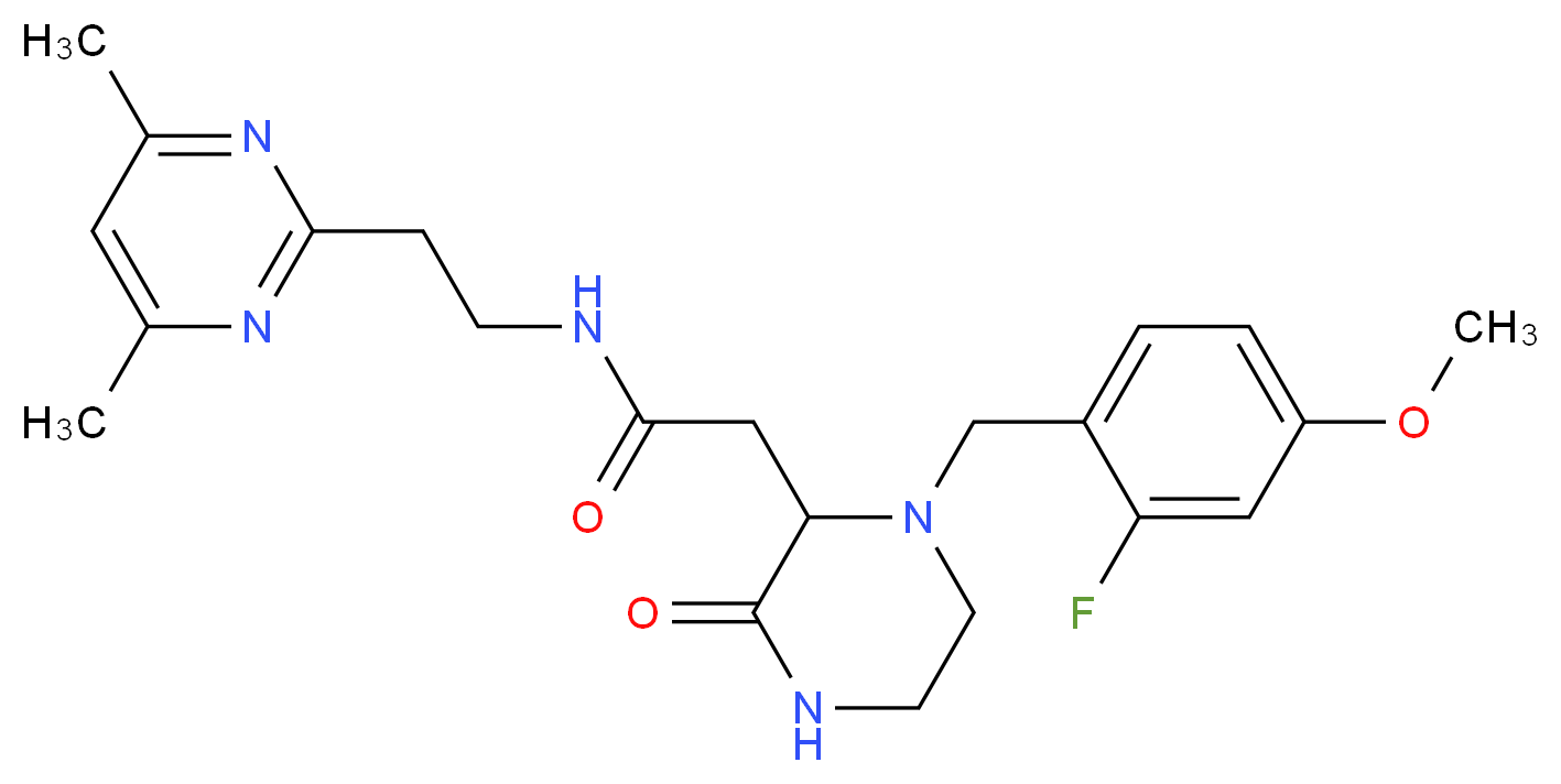 N-[2-(4,6-dimethyl-2-pyrimidinyl)ethyl]-2-[1-(2-fluoro-4-methoxybenzyl)-3-oxo-2-piperazinyl]acetamide_分子结构_CAS_)