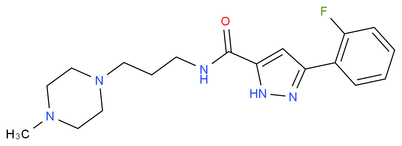 3-(2-fluorophenyl)-N-[3-(4-methyl-1-piperazinyl)propyl]-1H-pyrazole-5-carboxamide_分子结构_CAS_)