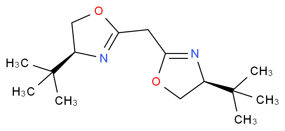 (4S)-4-tert-butyl-2-{[(4S)-4-tert-butyl-4,5-dihydro-1,3-oxazol-2-yl]methyl}-4,5-dihydro-1,3-oxazole_分子结构_CAS_132098-54-5