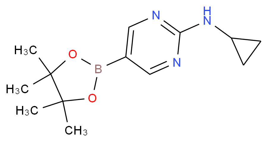 N-cyclopropyl-5-(tetramethyl-1,3,2-dioxaborolan-2-yl)pyrimidin-2-amine_分子结构_CAS_1218789-33-3