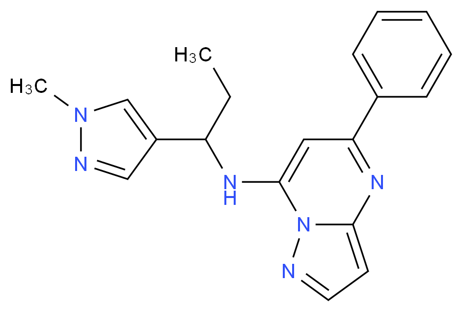 N-[1-(1-methyl-1H-pyrazol-4-yl)propyl]-5-phenylpyrazolo[1,5-a]pyrimidin-7-amine_分子结构_CAS_)