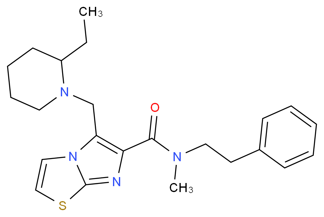 5-[(2-ethyl-1-piperidinyl)methyl]-N-methyl-N-(2-phenylethyl)imidazo[2,1-b][1,3]thiazole-6-carboxamide_分子结构_CAS_)