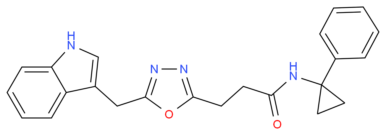 3-[5-(1H-indol-3-ylmethyl)-1,3,4-oxadiazol-2-yl]-N-(1-phenylcyclopropyl)propanamide_分子结构_CAS_)