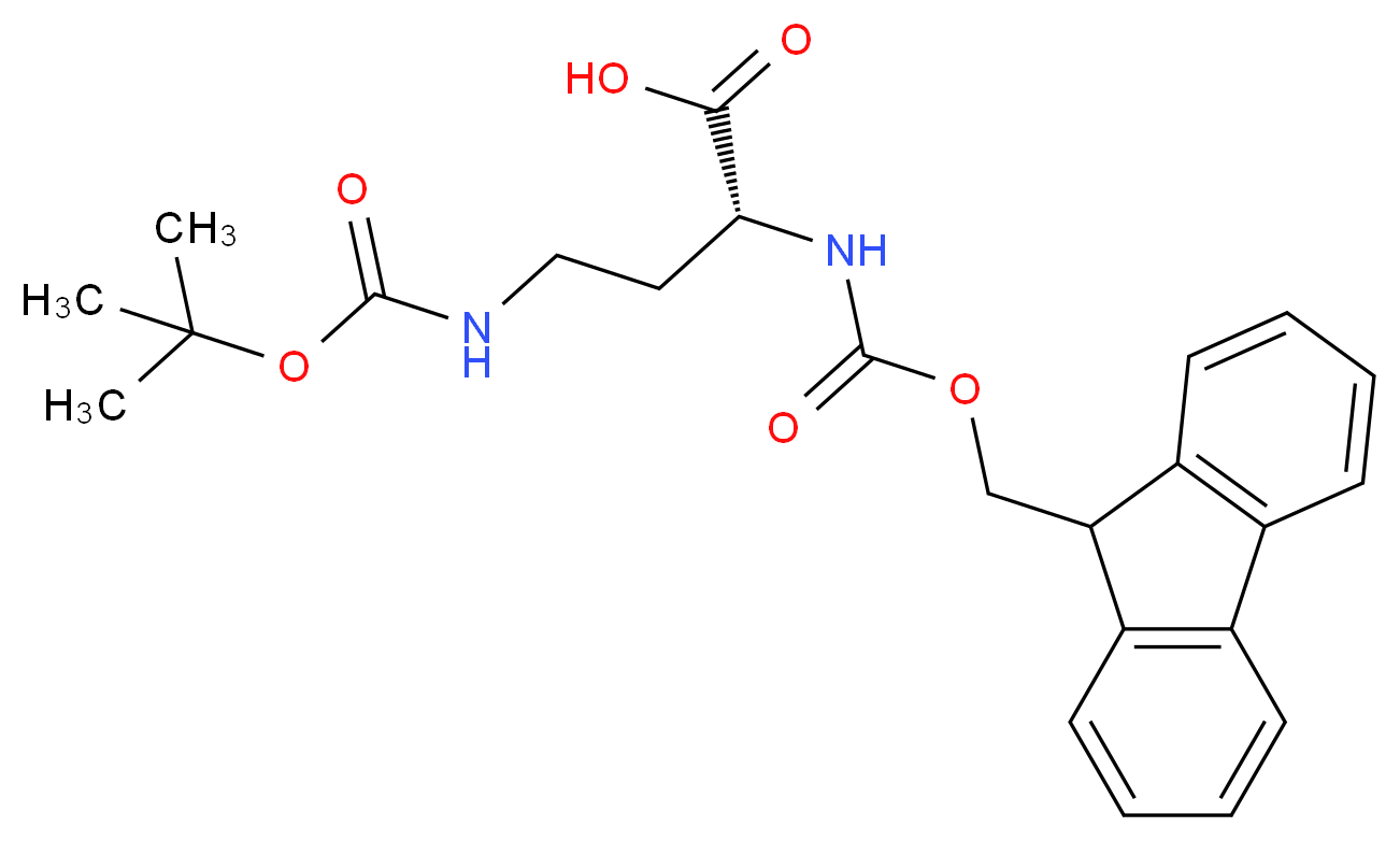 (2R)-4-{[(tert-butoxy)carbonyl]amino}-2-{[(9H-fluoren-9-ylmethoxy)carbonyl]amino}butanoic acid_分子结构_CAS_114360-56-4