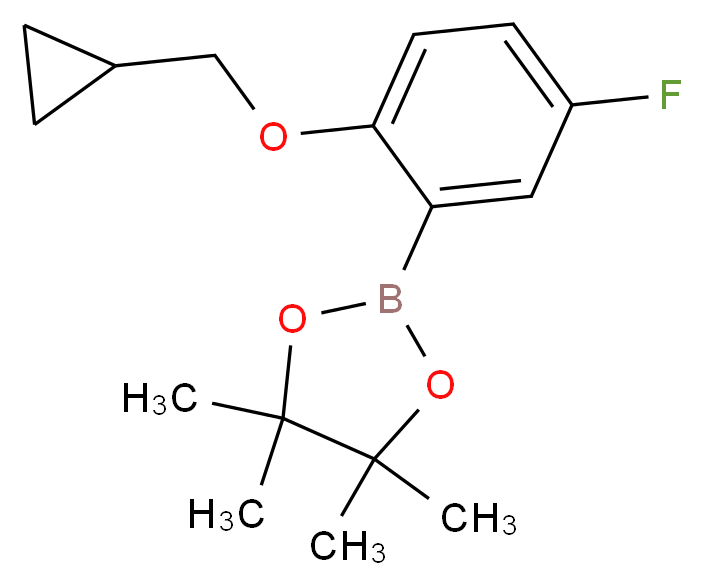 2-Cyclopropylmethoxy-5-fluorophenylboronic acid pinacol ester_分子结构_CAS_1185836-97-8)