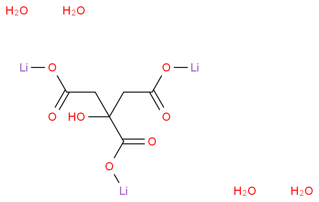 1,2,3-trilithio 2-hydroxypropane-1,2,3-tricarboxylate tetrahydrate_分子结构_CAS_6080-58-6