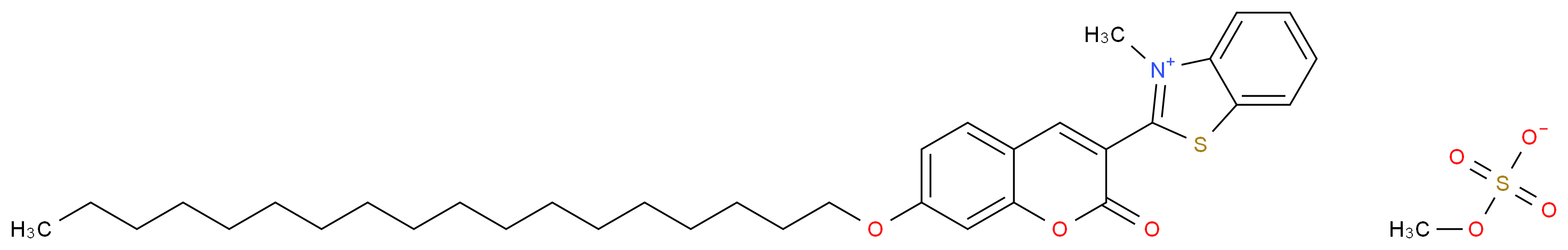 3-methyl-2-[7-(octadecyloxy)-2-oxo-2H-chromen-3-yl]-1,3-benzothiazol-3-ium methyl sulfate_分子结构_CAS_401947-51-1