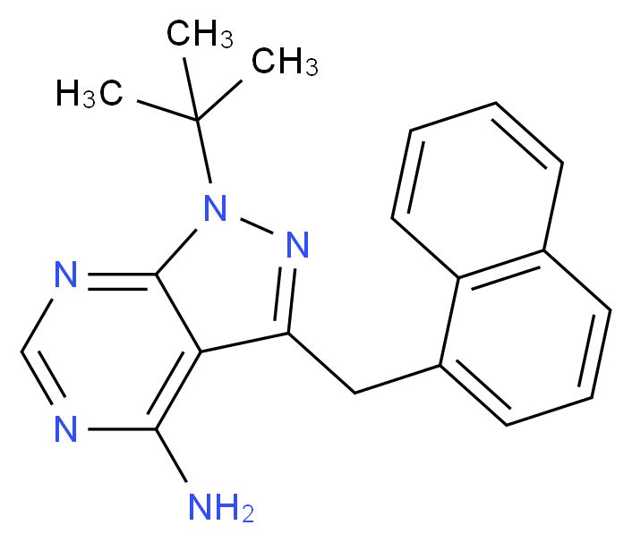 4-Amino-1-tert-butyl-3-(1'-naphthylmethyl)pyrazolo[3,4-d]pyrimidine_分子结构_CAS_221244-14-0)