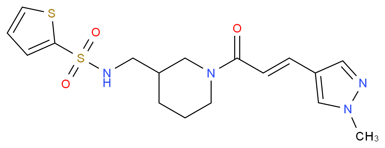N-({1-[(2E)-3-(1-methyl-1H-pyrazol-4-yl)-2-propenoyl]-3-piperidinyl}methyl)-2-thiophenesulfonamide_分子结构_CAS_)