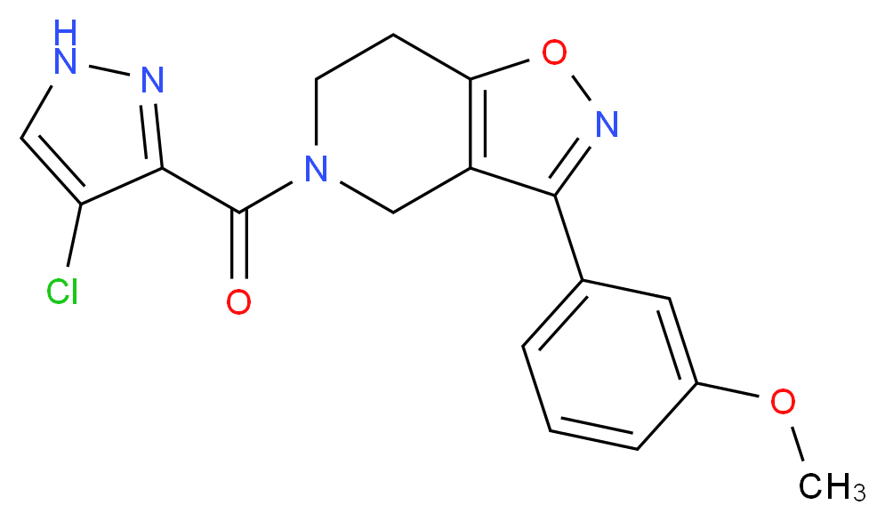 5-[(4-chloro-1H-pyrazol-3-yl)carbonyl]-3-(3-methoxyphenyl)-4,5,6,7-tetrahydroisoxazolo[4,5-c]pyridine_分子结构_CAS_)