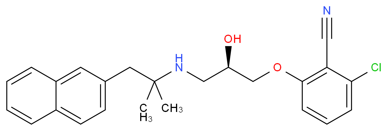 2-chloro-6-[(2R)-2-hydroxy-3-{[2-methyl-1-(naphthalen-2-yl)propan-2-yl]amino}propoxy]benzonitrile_分子结构_CAS_284035-33-2