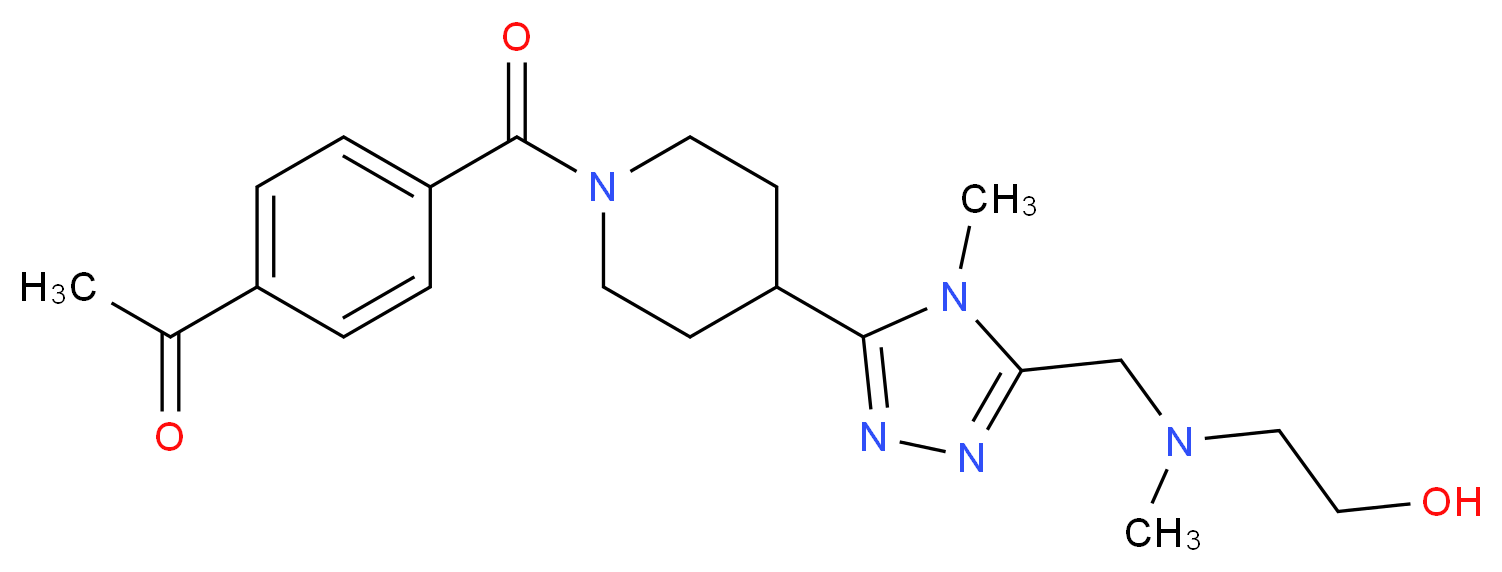 1-(4-{[4-(5-{[(2-hydroxyethyl)(methyl)amino]methyl}-4-methyl-4H-1,2,4-triazol-3-yl)piperidin-1-yl]carbonyl}phenyl)ethanone_分子结构_CAS_)